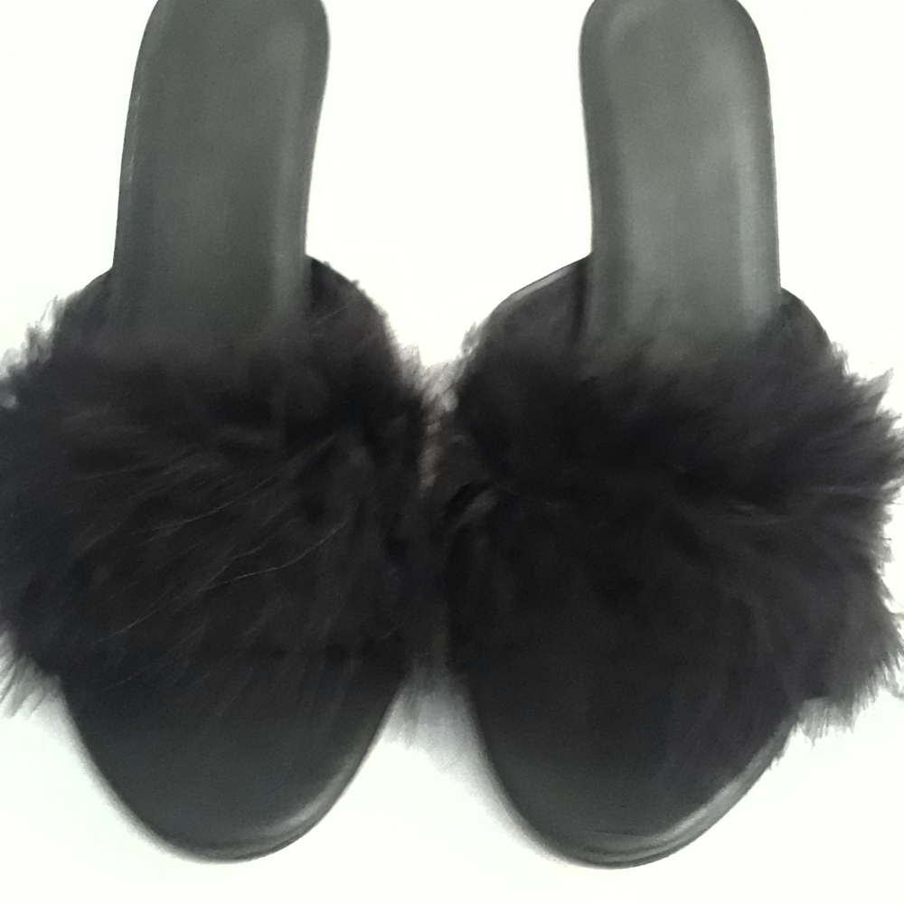 New Black Feather Boudou Bedroom Heels